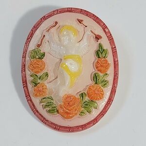 Decorative Cherub Cameo Glass Button